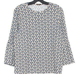 J McLaughlin Catalina Cloth Geometric Top Large 3/4 Bell Sleeve Preppy Coastal